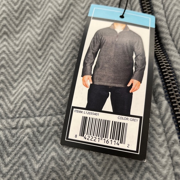 NWT London Fog Sherpa lined fleece 1/4 zip lt gray - Picture 2 of 4